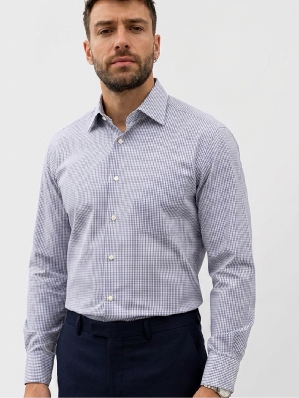 Brunello Cucinelli Men’s XL 100% Cotton Check Button Down Shirt Luxury Italian